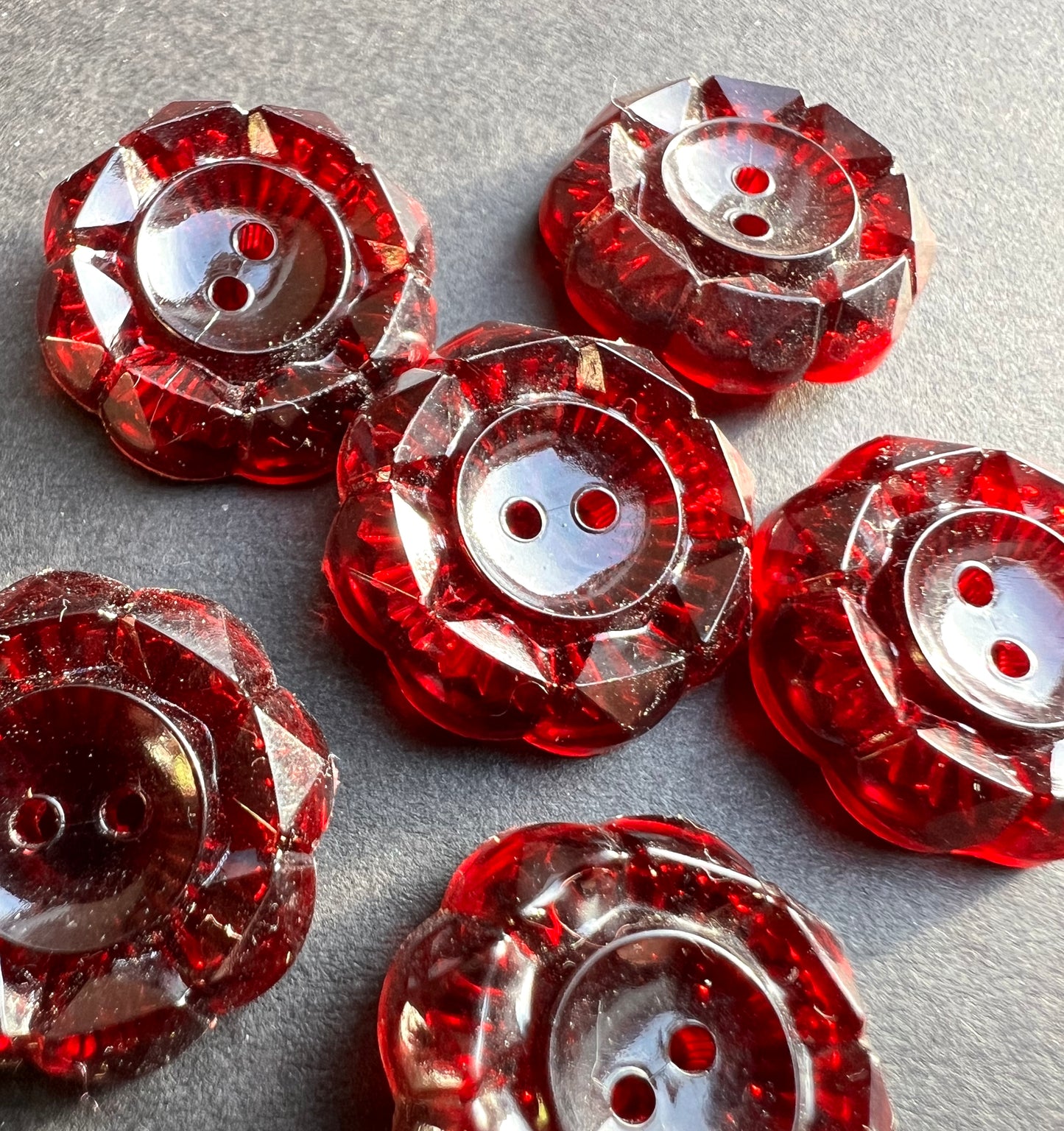 6 or 24 Vintage Sparkling Maroon Buttons- 1.7cm or 2cm
