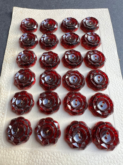 6 or 24 Vintage Sparkling Maroon Buttons- 1.7cm or 2cm