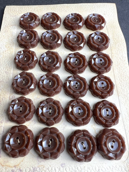 6 or 24 Pleasing Vintage Brown Buttons- 1.7cm or 2cm