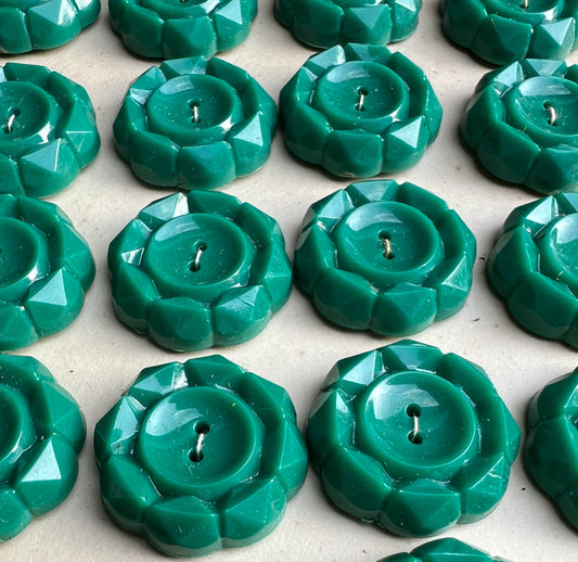 6 or 24 Pleasing Vintage Dark Turquoise Buttons- 1.7cm or 2cm