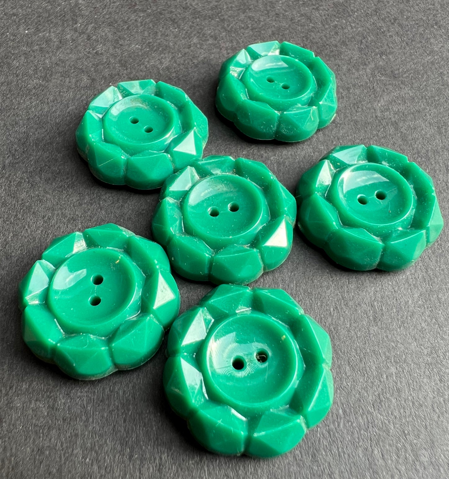 6 or 24 Pleasing Vintage Dark Turquoise Buttons- 1.7cm or 2cm