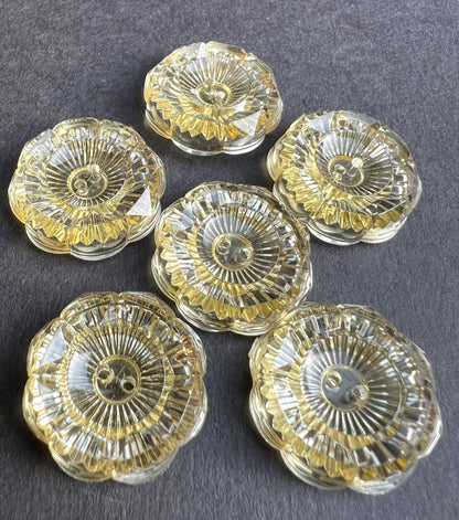 6 or 24 Vintage Sparkling 2cm Light Yellow Buttons