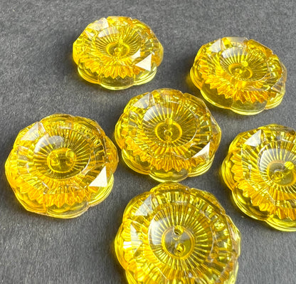 6 or 24 Vintage Sparkling 2cm Gloriously Yellow Buttons