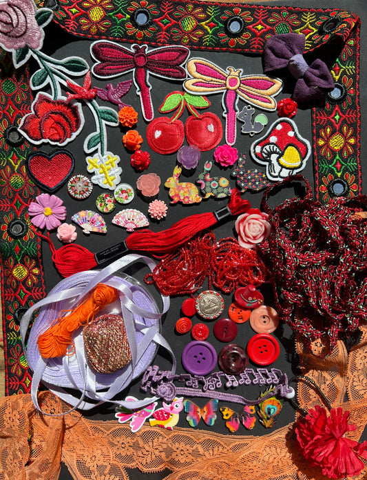 Orange, Red, Pink, Lilac & Purple Vintage Craft Pack.