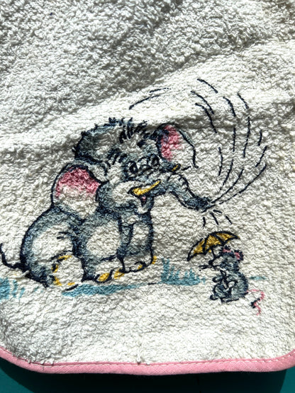 1940/50s Cotton Bib with Elephant and Mouse.