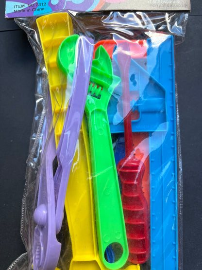 Kiddy Tool Set -7 Big Plastic Neon Tools