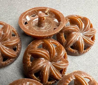 6 or 24 Vintage Swirly Chocolate Brown 2.2cm or 1.7cm Buttons