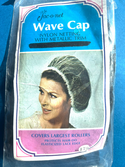 Sophisticated 1960s Black Nylon Netting and Pearl Cluster WAVE CAP