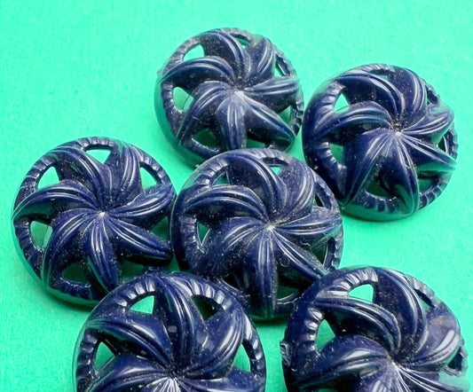 6 or 24 Rich Navy Blue Vintage SWIRL 1.7cm Buttons