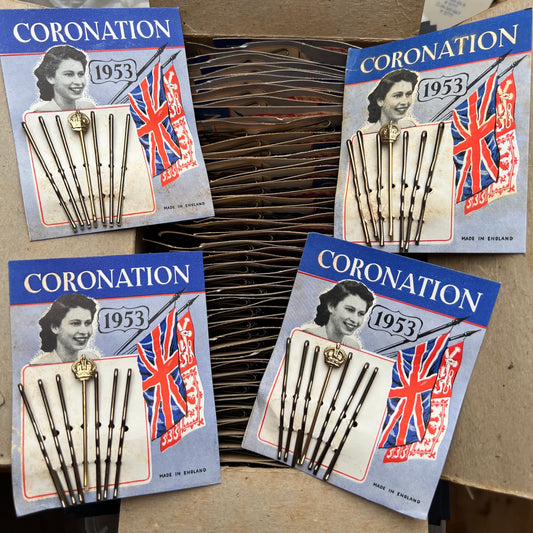 Original 1953 Box of 72 Coronation Hair Pins - slight seconds.