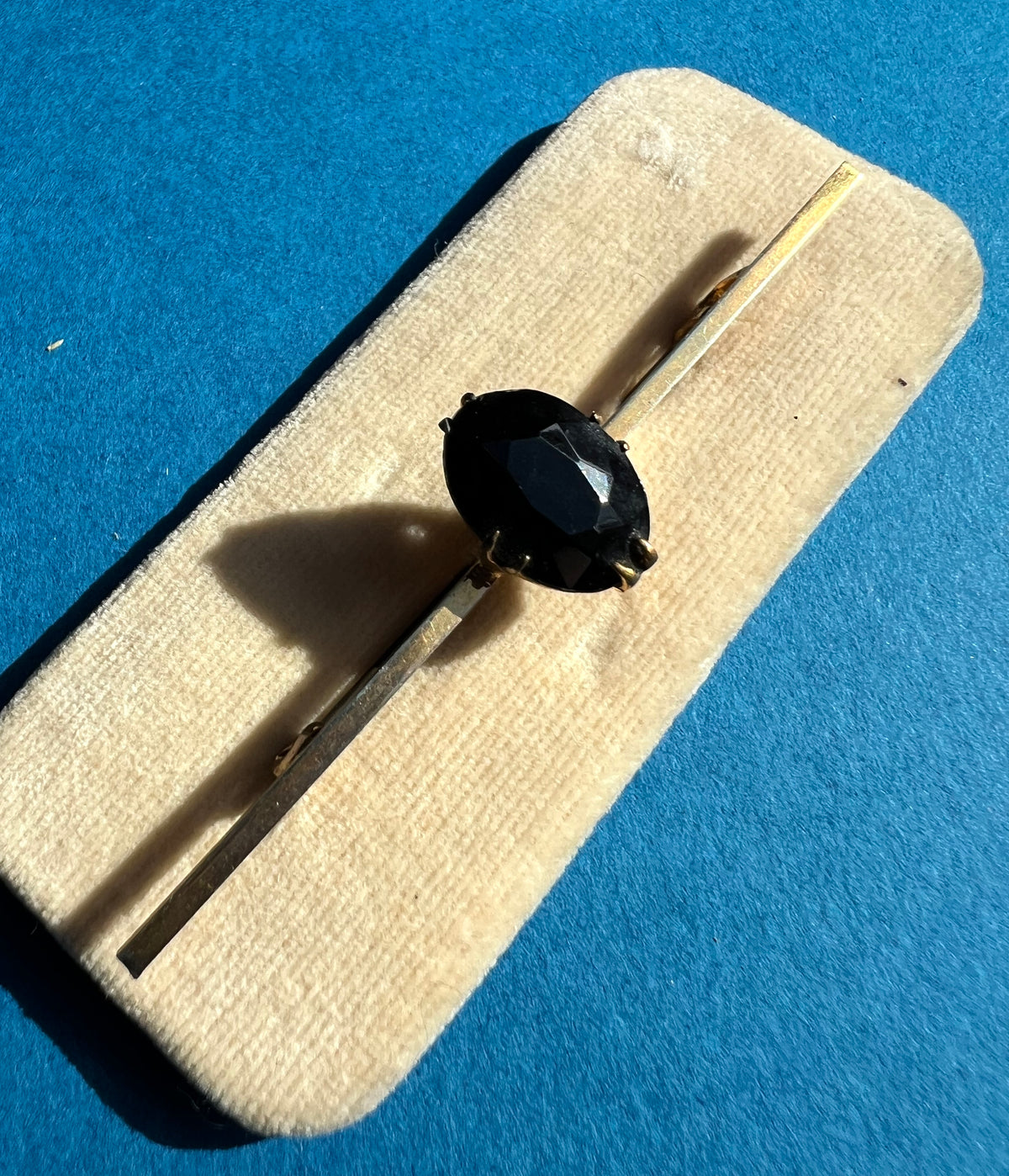 1920s/30s Black Faceted Glass & Golden Bar Brooch