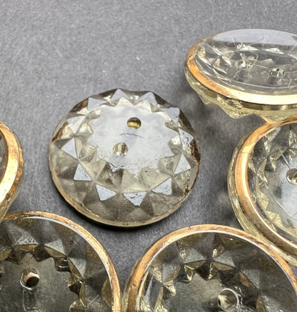 6 Sparkly Gold Rimmed Vintage 1930s French Glass 2cm  Buttons