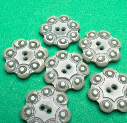 5 or 6 Blue Grey Vintage 1.7cm Buttons