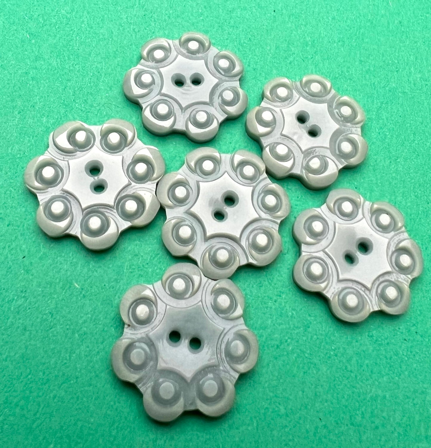 5 or 6 Blue Grey Vintage 1.7cm Buttons