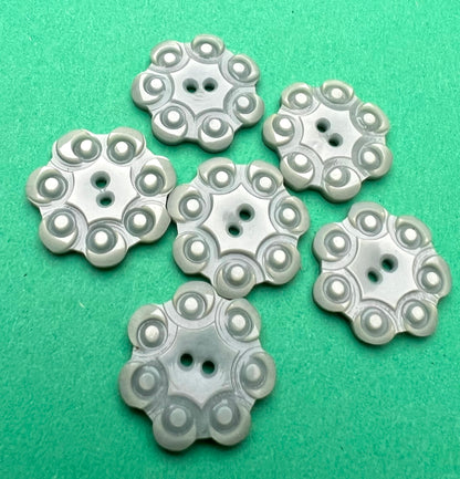 5 or 6 Blue Grey Vintage 1.7cm Buttons