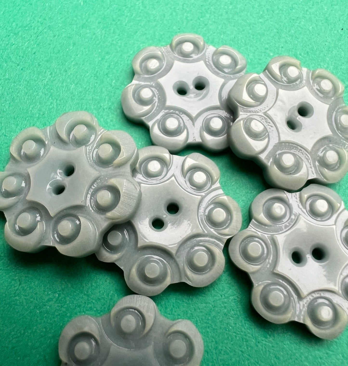 5 or 6 Blue Grey Vintage 1.7cm Buttons