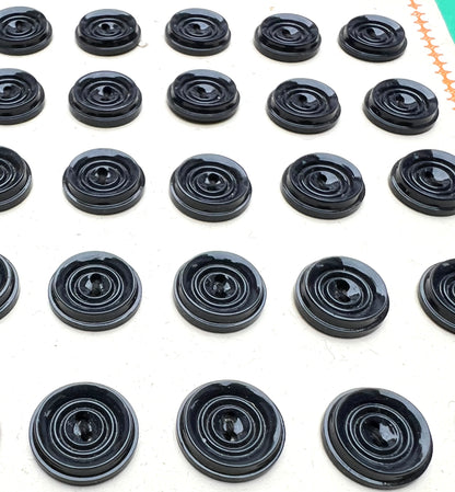 36 Vintage British Made 1.2cm Black Buttons