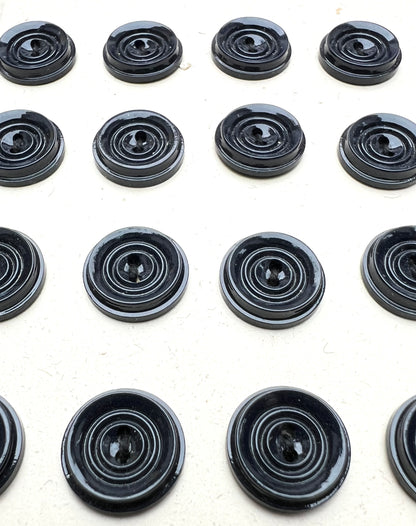 36 Vintage British Made 1.2cm Black Buttons