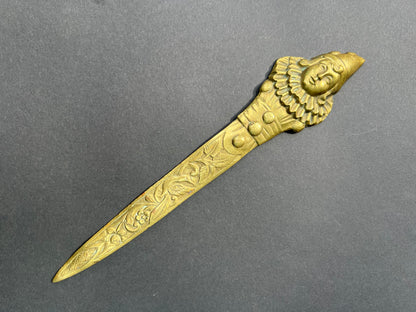 Vintage Brass Pierrot Letter Opener.