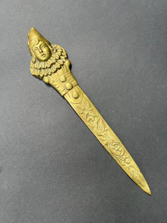 Vintage Brass Pierrot Letter Opener.