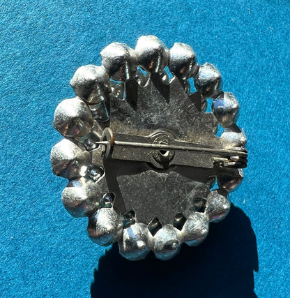 Splendid 1940s Sparkly Crystal and Black Glass  Brooch