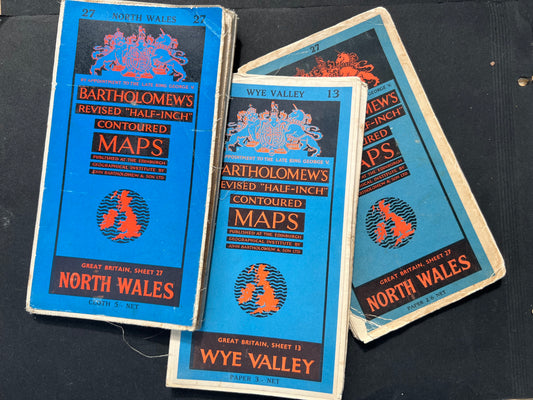 3 Old Maps of North Wales and The Wye Valley - Damaged so Perfect for Repurposing