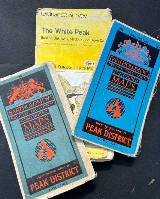 3 Old Maps of The Peak District - Damaged so Perfect for Repurposing