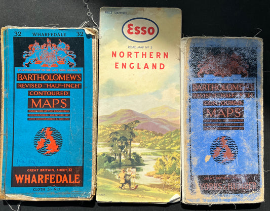 3 Old Maps of The Peak District - Damaged so Perfect for Repurposing