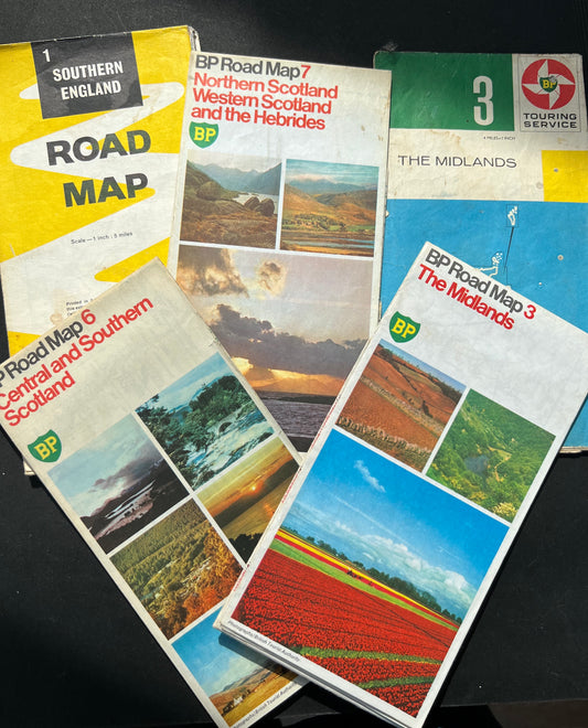 5 Old BP Maps of Various Parts of the UK