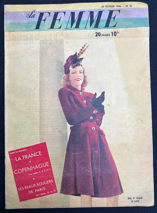 February 1946 French Magazine La Femme - Copenhagen Issue AND Shoes !