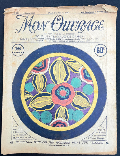 Fascinating 15th February 1928 French Handicrafts Paper Mon Ouvrage incl Needlework, Lingerie