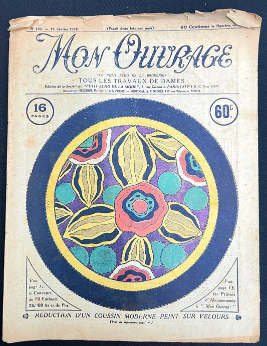 Charming 15th February 1928 French Handicrafts Paper Mon Ouvrage incl Needlework, Lingerie