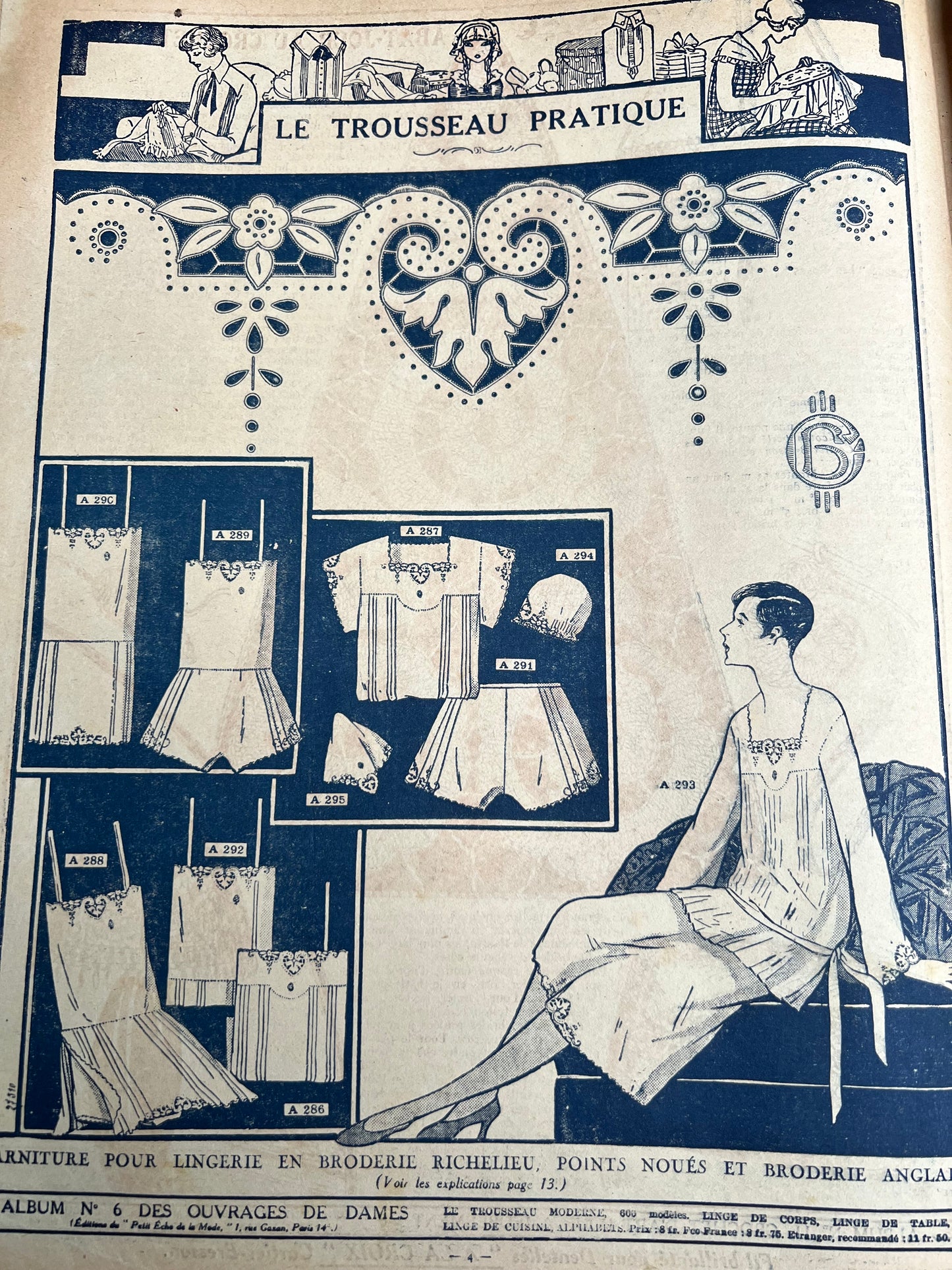 Charming 15th February 1930 French Handicrafts Paper Mon Ouvrage incl. Needlework Patterns, Interiors, Lingerie