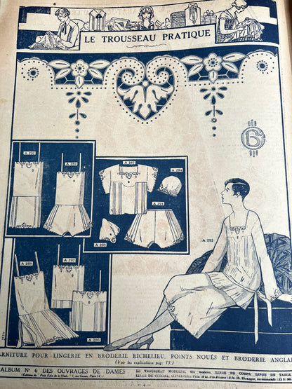 Charming 15th February 1930 French Handicrafts Paper Mon Ouvrage incl. Needlework Patterns, Interiors, Lingerie