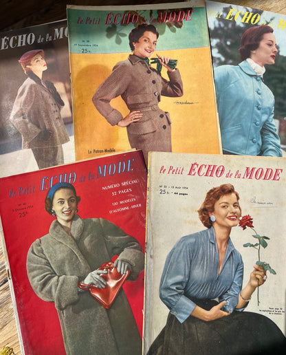 5 French Petit Echo de la Mode from 1954