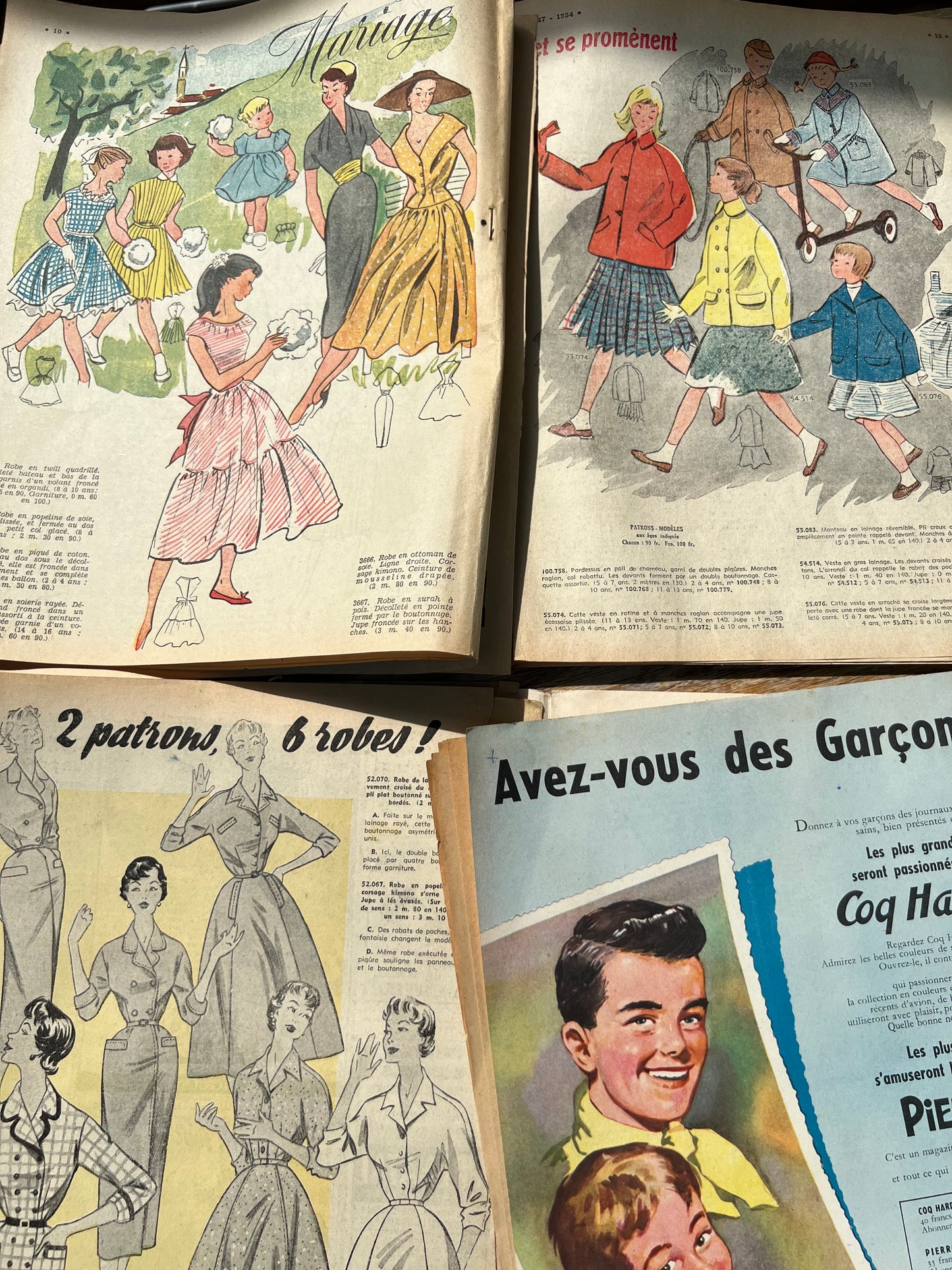 4 French Petit Echo de la Mode from 1954  for Scrapbooking etc