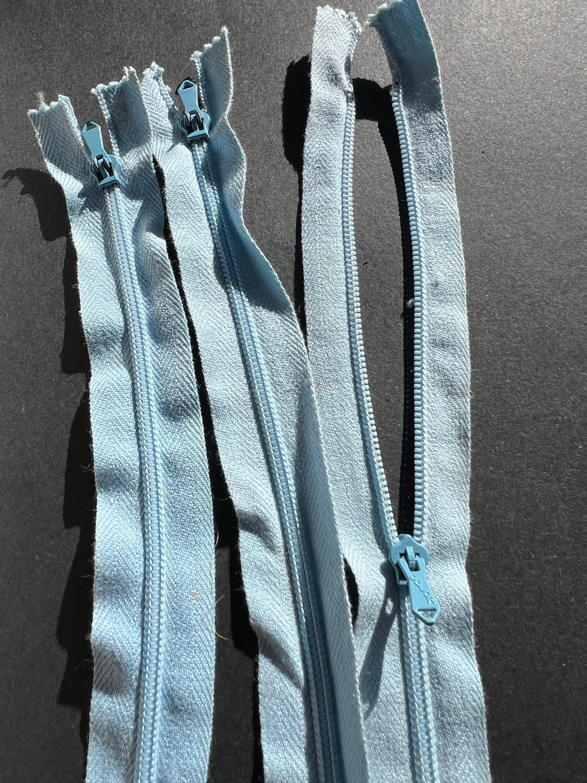 10 Vintage 16cm Vintage Pale Blue Metal  Zips