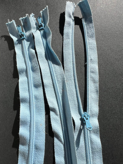 10 Vintage 16cm Vintage Pale Blue Metal  Zips