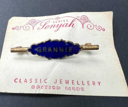 1940s Enamel GRANNIE brooch