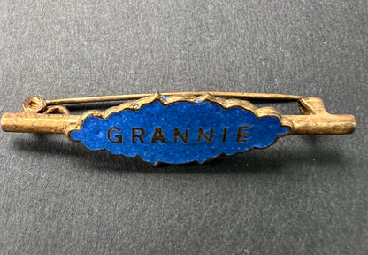 1940s Enamel GRANNIE brooch