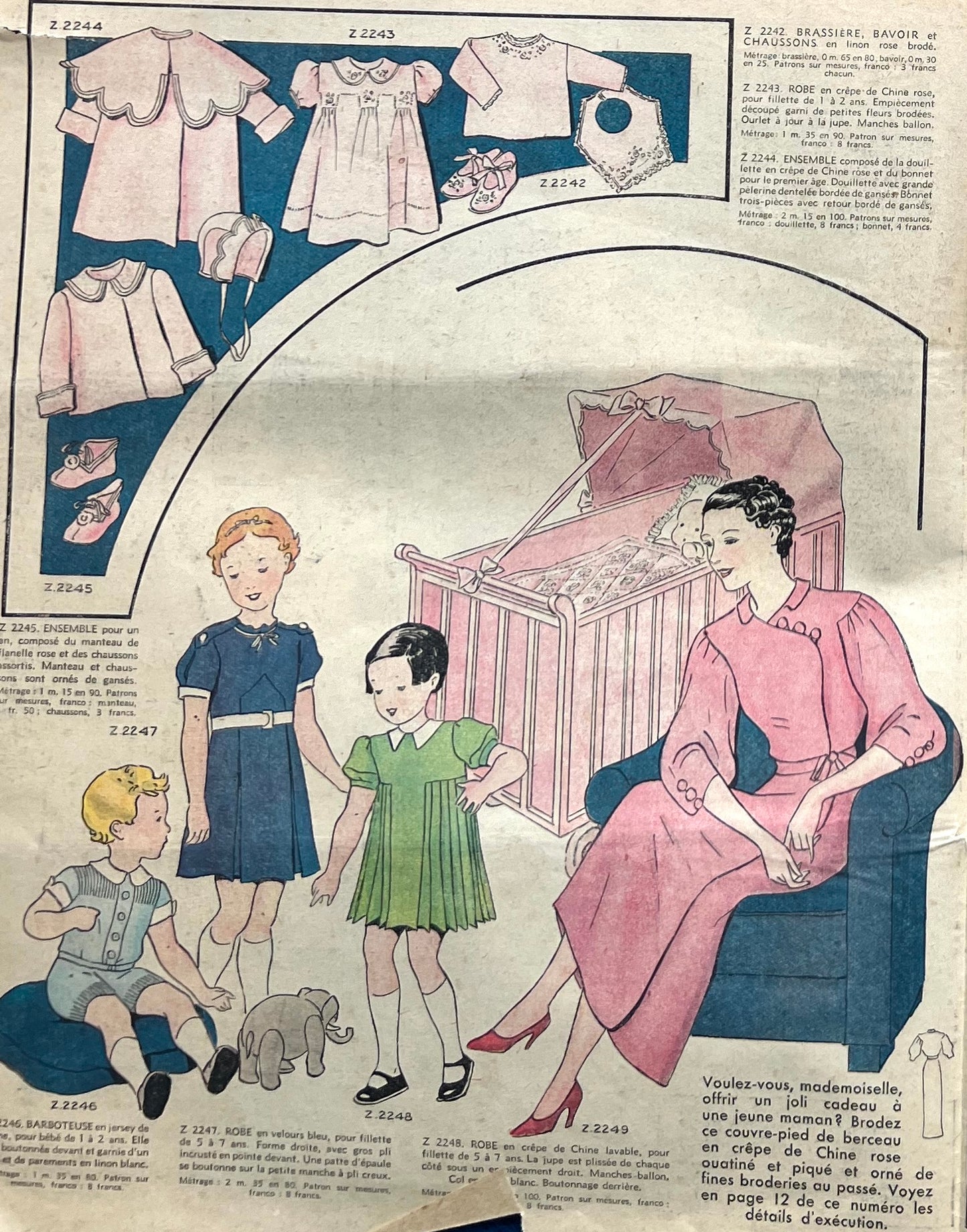 2 Damaged Copies of French Le Petit Echo de la Mode from 1930 + 1936