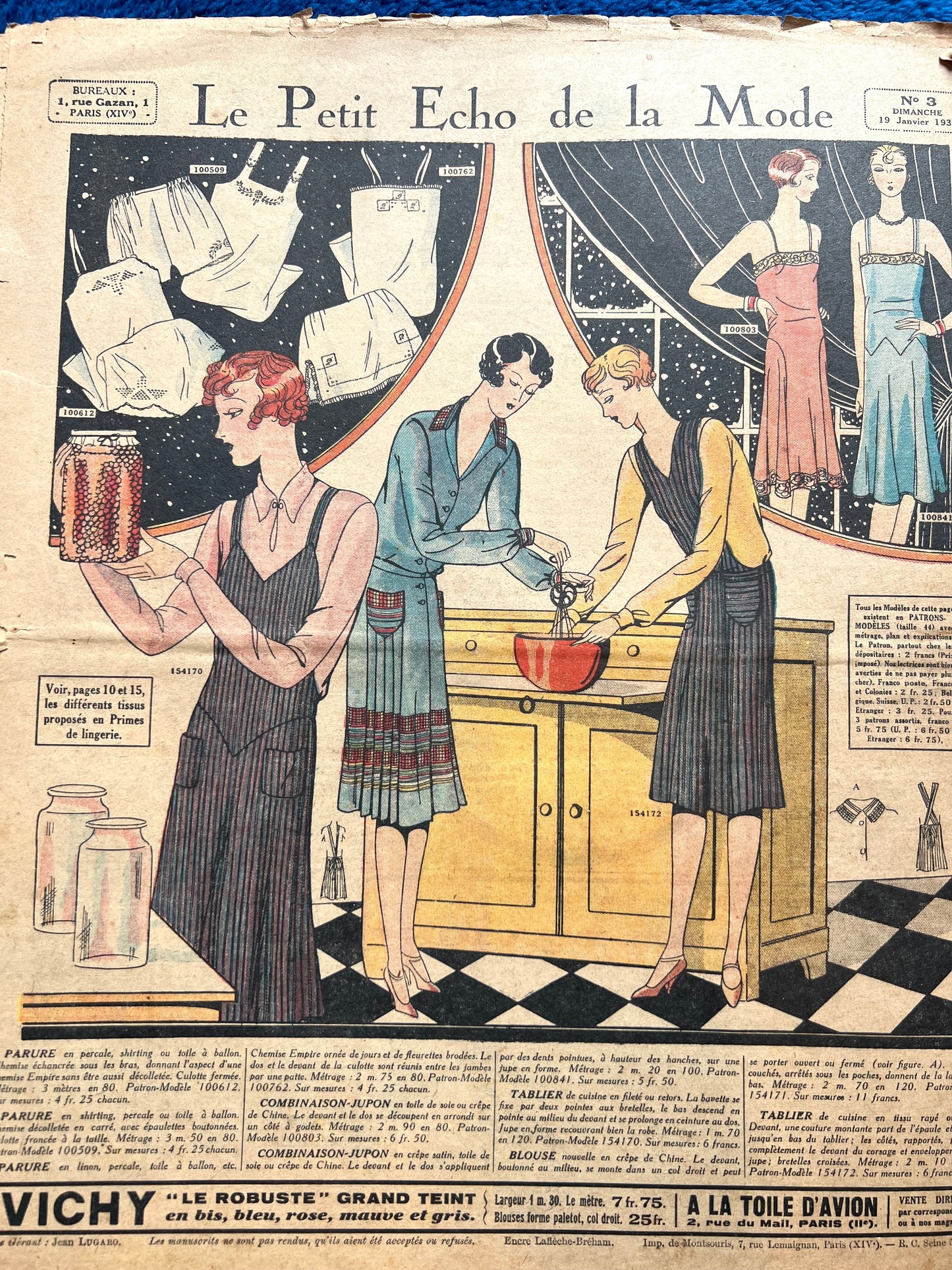 2 Damaged Copies of French Le Petit Echo de la Mode from 1930 + 1936