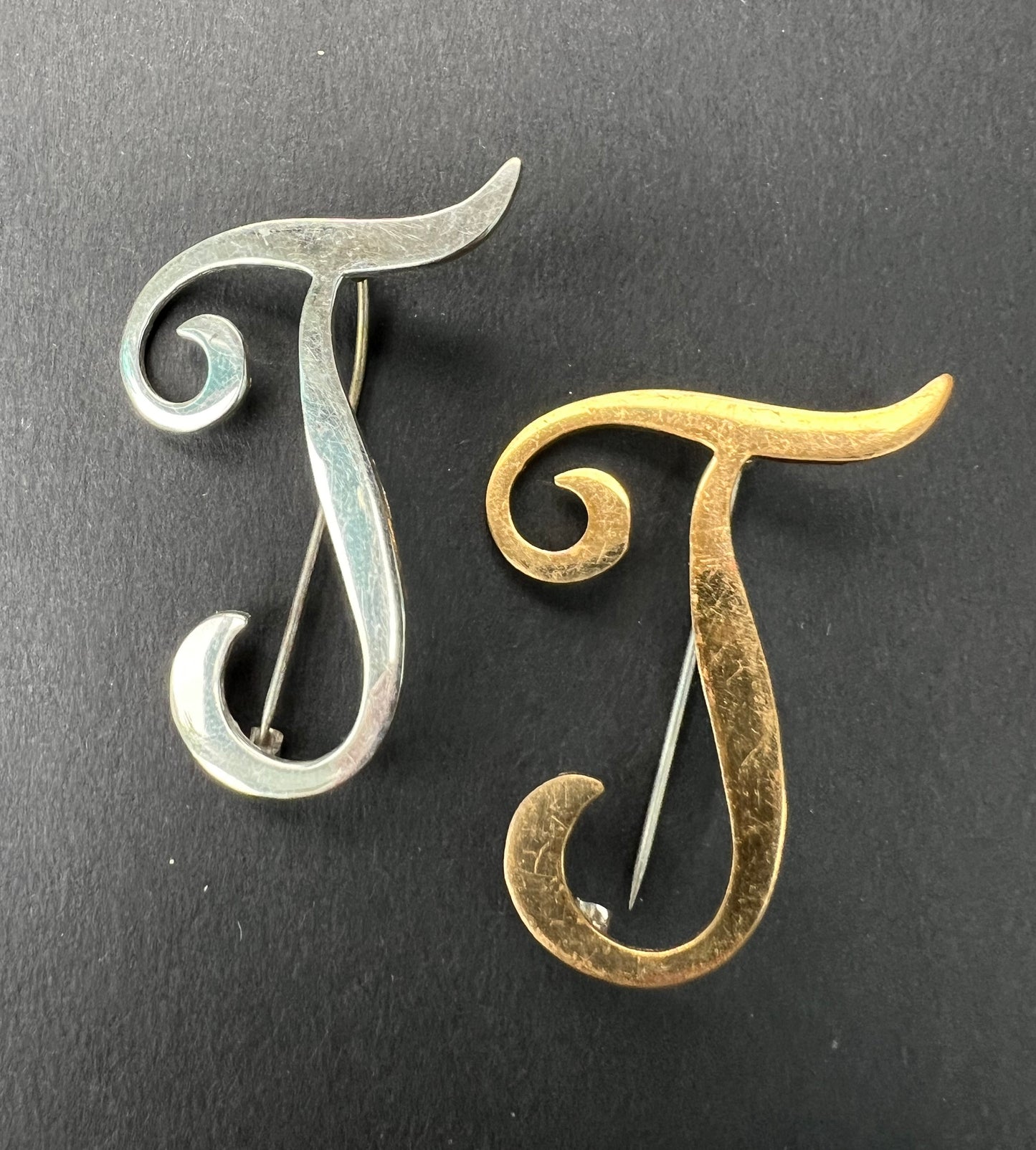 Flamboyant Vintage Initial Brooches B, C, F, G, H, J, K, M, P, O, S, T, U, Y