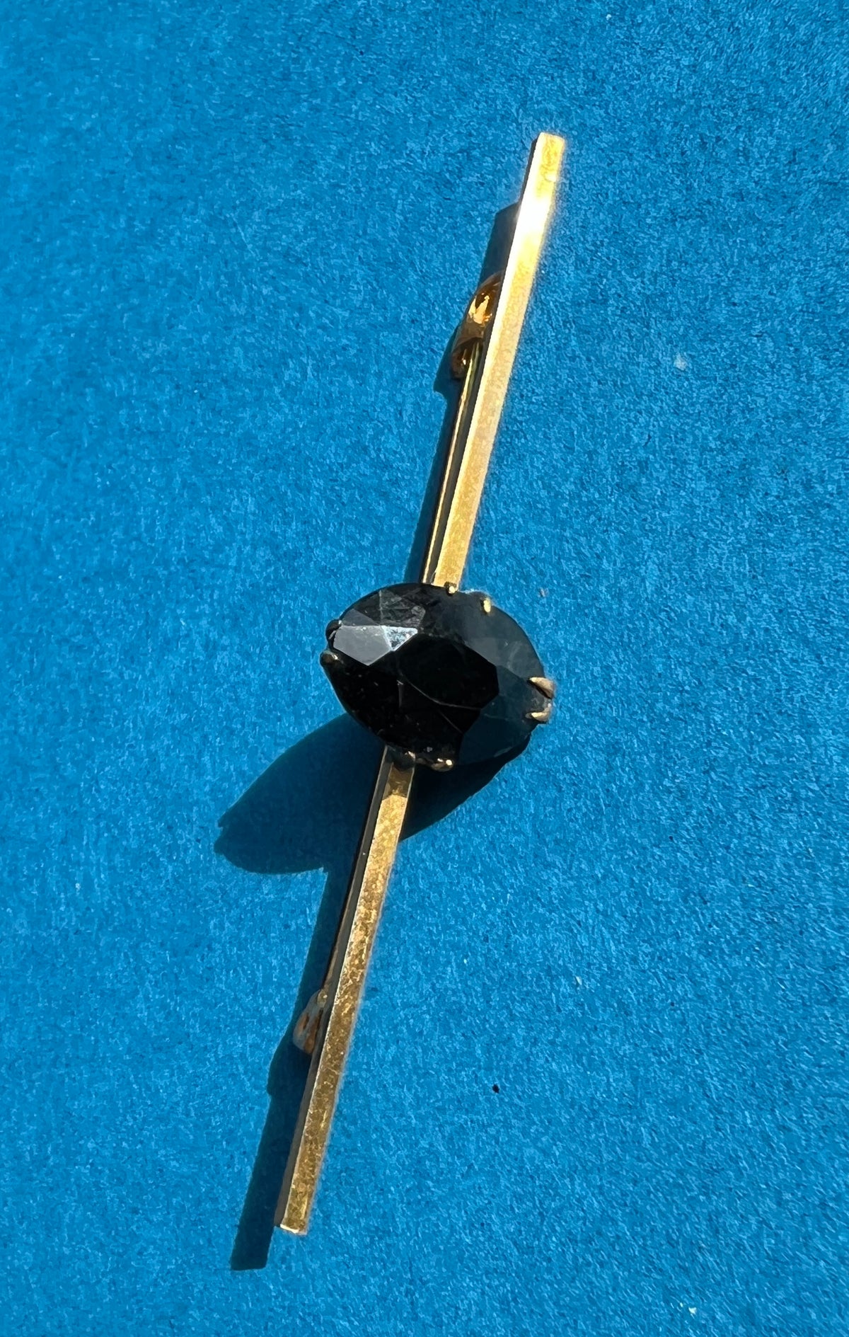 1920s/30s Black Faceted Glass & Golden Bar Brooch