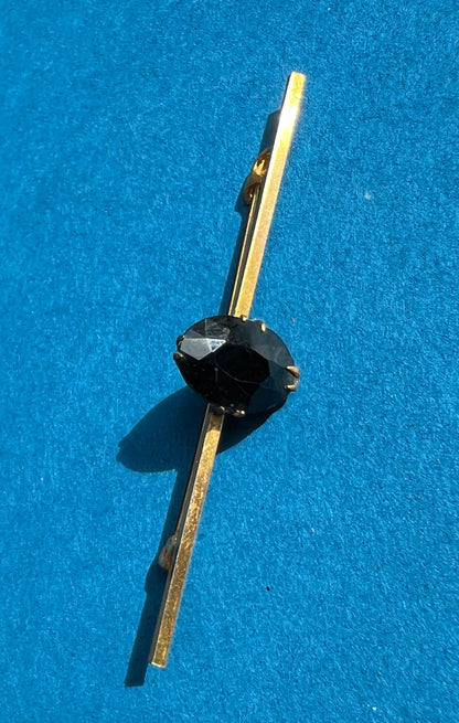 1920s/30s Black Faceted Glass & Golden Bar Brooch