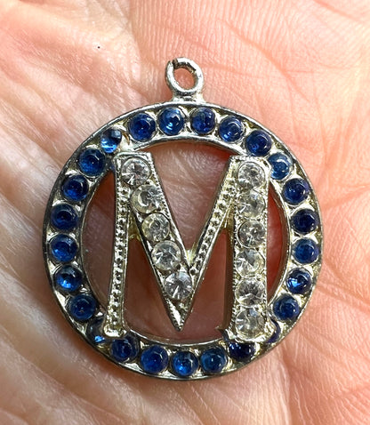 1930s/40s Little Diamante "M" 2.2cm Pendant