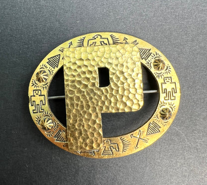 Unusual Mid century "P" Brooch