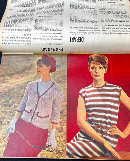 2 French 1960s MODES de PARIS Magazines with Patterns + Knitting