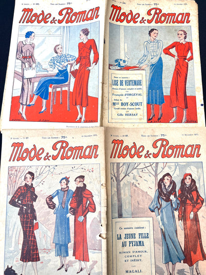 2 French Women's Magazine Mode & Roman from 1932 and 1935