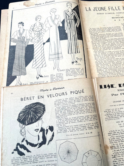 2 French Women's Magazine Mode & Roman from 1932 and 1935